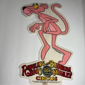 RINGLING BROS BARNUM & BAILEY CIRCUS Placard Poster Stiff Felt Pink Panther 1982